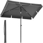 Songmics Sonnenschirm, mit Aufbewahrungstasche, ohne Ständer, UPF 50+, Stahl / Polyester, Grau, 200 x 125 cm