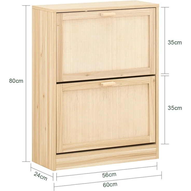 SoBuy FSR160-N Schuhschrank, MDF, Papierfurnier, Naturfarben, 24 x 118,01 x 59,99 cm – Bild 3