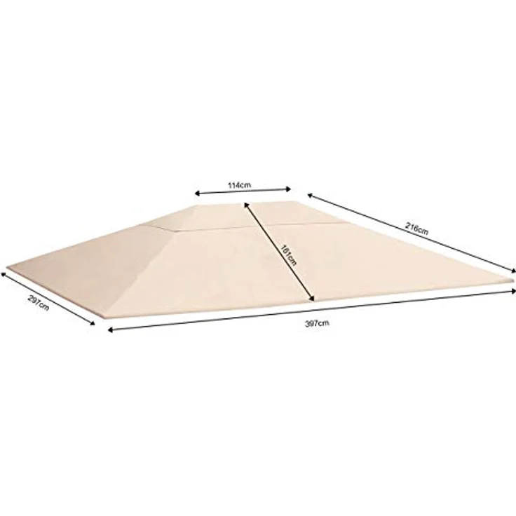 QUICK STAR Ersatzdach 250g für Pavillon 3x4m, sand, 2-fach wasserabweisend, mit Lüftungsschlitzen – Bild 2