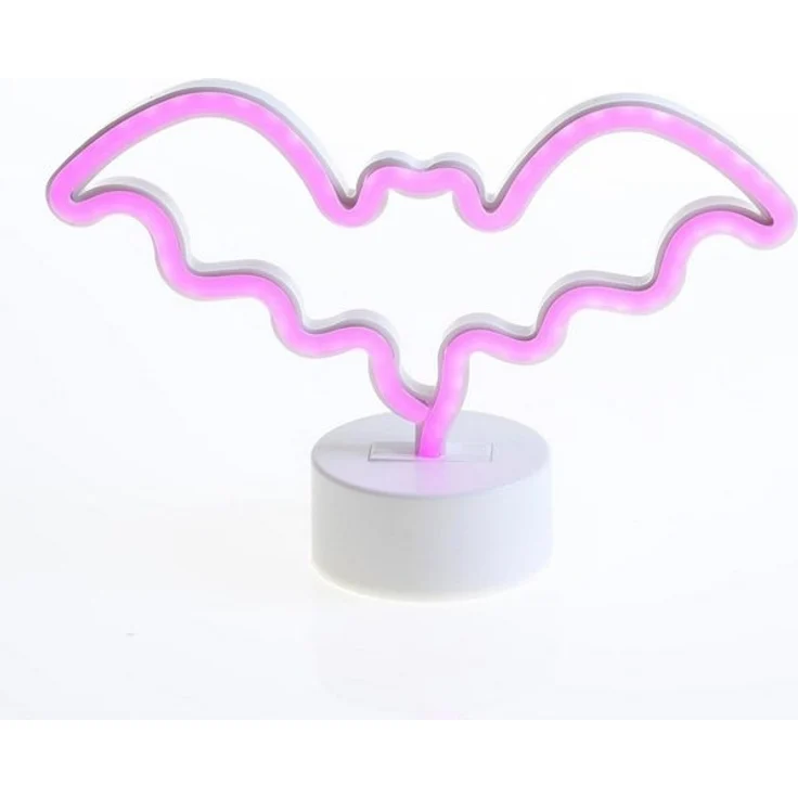 SATISFIRE LED Dekolicht LED NEON Figur Fledermaus Neonlicht Schild Leuchtfigur USB 17cm pink, LED Classic, pink – Bild 4