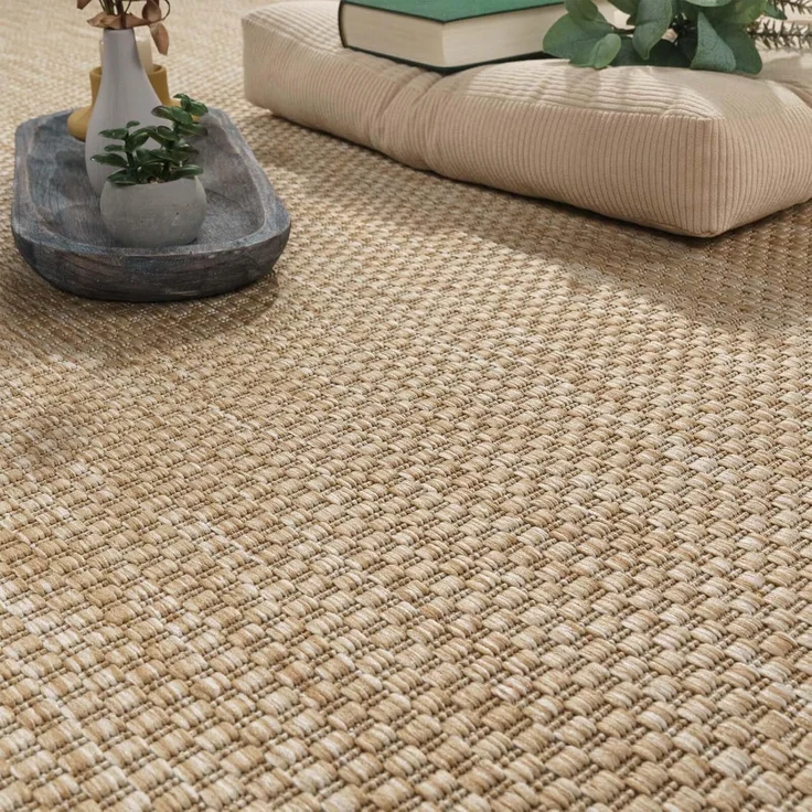 In & Outdoor Teppich Wetterfest Wohnzimmer Balkon Küchenteppich Terrassenteppich Flachgewebe Sisaloptik Meliert Einfarbig natur beige 300x400 cm – Bild 3