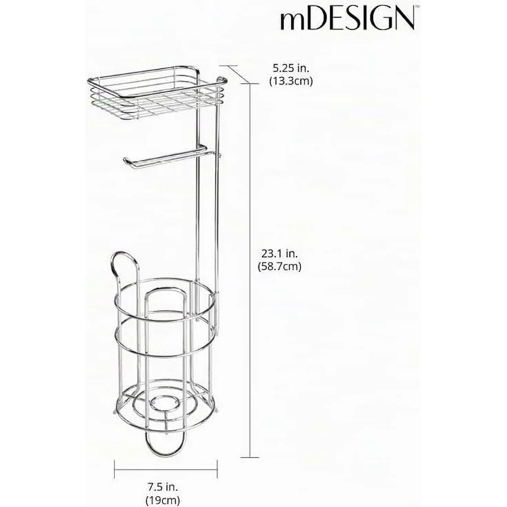 mDesign Toilettenpapierhalter mit Ablage Metall Wandmontage Silber glänzend – Bild 3