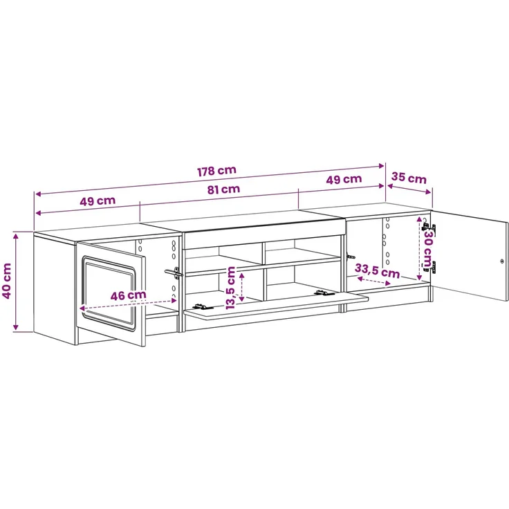 vidaXL LED-TV-Schrank UTRECHT 3 stk. Sonoma-Eiche Holzwerkstoff 3417002 – Bild 9