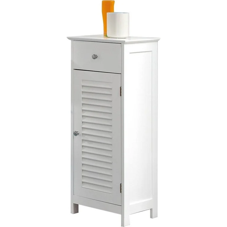 Saphir Unterschrank Quickset 928 Badschrank mit 1 Tür, 1 Schublade, 1 Einlegeboden, Weiß Badezimmer-Unterschrank 32 cm breit, Knopfgriffe, Landhaus-Stil – Bild 3