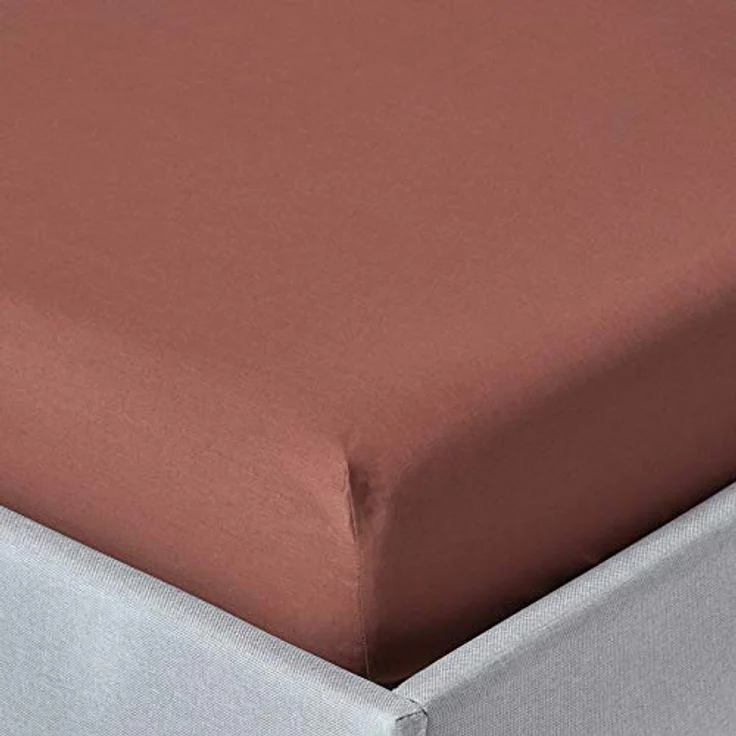 Homescapes Perkal-Spannbettlaken, Braun, 90x190 cm, 100% Baumwolle, Oeko-Tex® zertifiziert – Bild 1