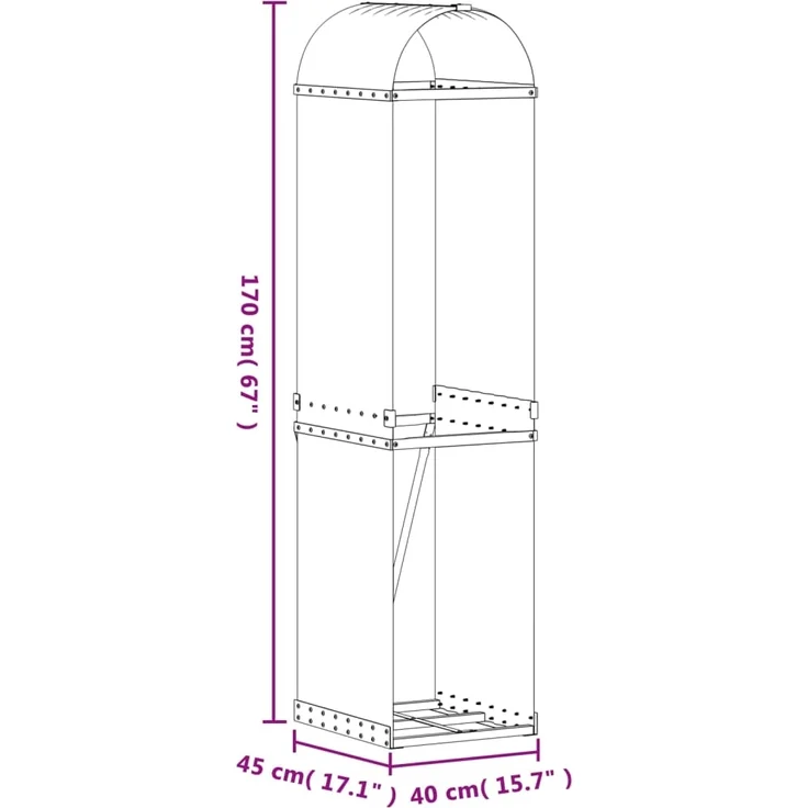 vidaXL Kaminholzunterstand Silbern 40x45x170 cm Verzinkter Stahl 364588 – Bild 8