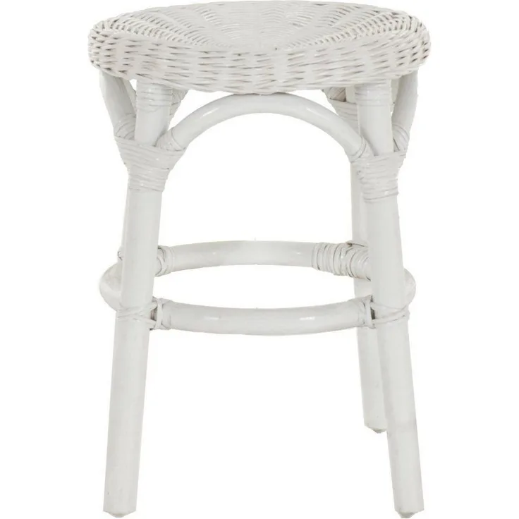 Krines Home Badhocker Hocker aus natürlichem Rattan Rattanhocker Beistell-Hocker Rund Ø 34cm, Schemel Badhocker