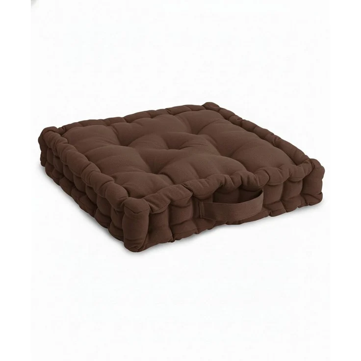 Beautissu Stuhlkissen Bodenkissen Sitzkissen Mila, 50x50cm, Braun, Matratzenkissen 10cm, 100% Baumwolle Stuhlkissen Indoor & Outdoor – Bild 1