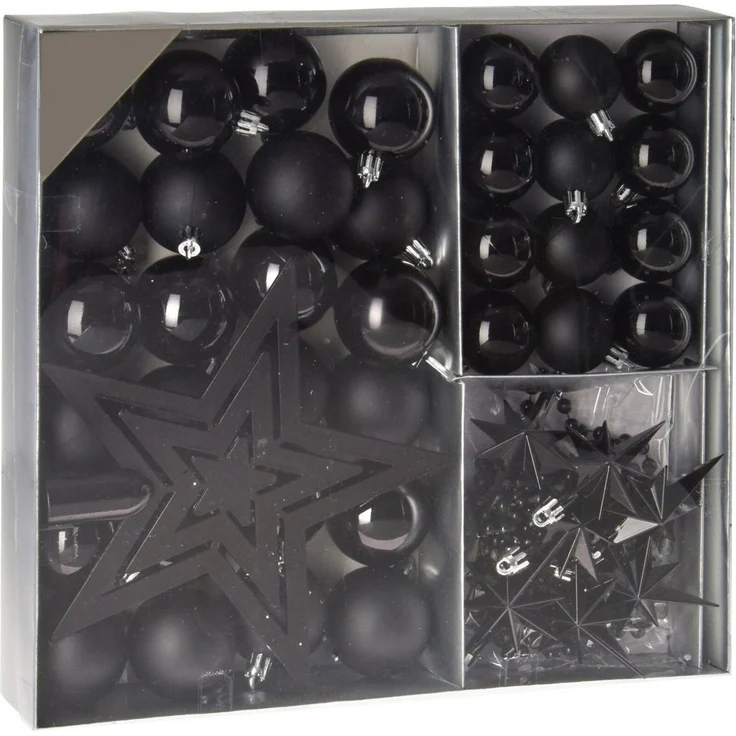 Spetebo Christbaumschmuck Christbaumschmuck 45 Teile Set - schwarz (45-tlg), Shatterproof Deko Weihnachtskugeln bruchsicher - Christbaumschmuck – Bild 1