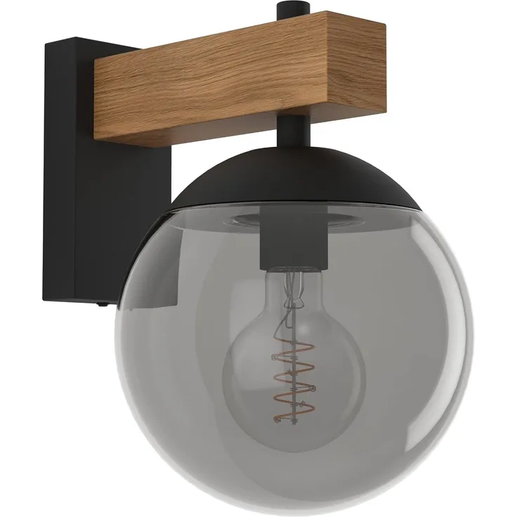 Eglo 900671 Wandleuchte BUFALATA Stahl schwarz, braun E27 IP44 1X40W L:20cm H:29cm dimmbar