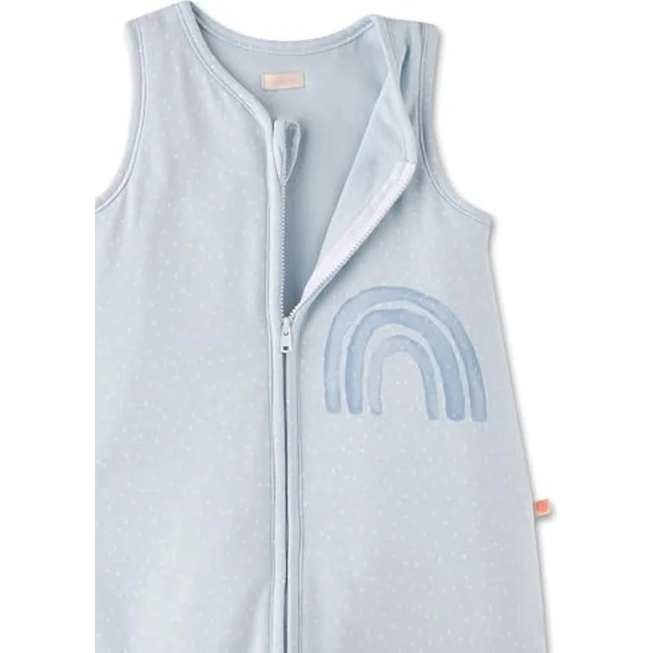 SANETTA Baby-Schlafsack mit Füßen Blau | Praktischer und bequemer Unisex-Schlafsack aus Bio-Baumwolle. Baby-Schlafsack mit Reißverschluss und Regenbogen-Print | Baby Sleeping Bag – Bild 3