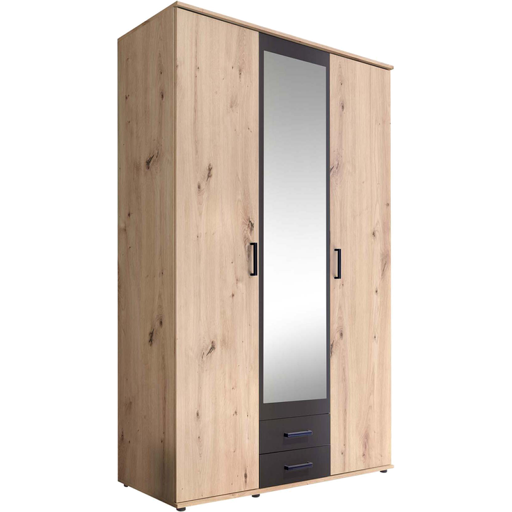 Pol-Power Drehtürenschrank CHICAGO - Schlafzimmer Drehtürenschrank in Artisan Eiche-Anthrazit