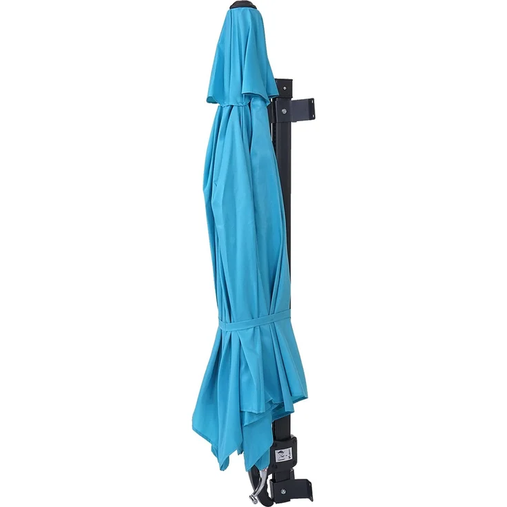Wandschirm Casoria, Ampelschirm Balkonschirm Sonnenschirm, 3m neigbar, Polyester Alu/Stahl 9kg ~ türkis – Bild 3