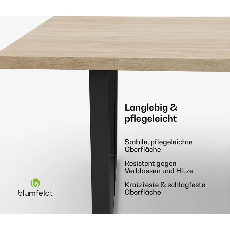 Blumfeldt Bearsdon Esstisch – Farbe Walnuss MDF-Tischplatte 180x90 cm, Schwarze Tischbeine aus Metall, Industrieller Loft-Stil, Hitze- und Kratzfest, Perfekt für Esszimmer und Küche – Bild 5