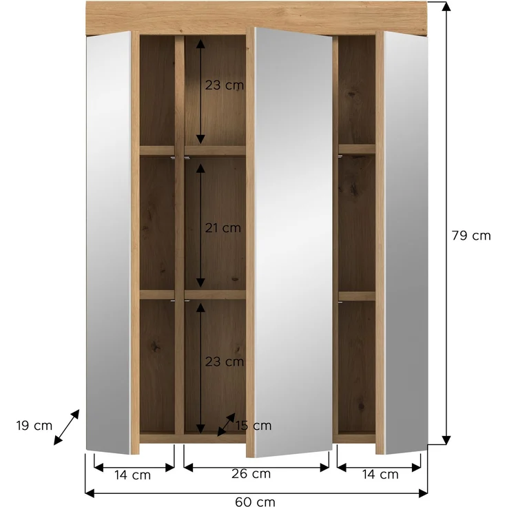 Xonox 'Scout' Spiegelschrank (B/H/T: 60x79x18 cm) in Salbei und Artisan Eiche Nachbildung – Bild 4