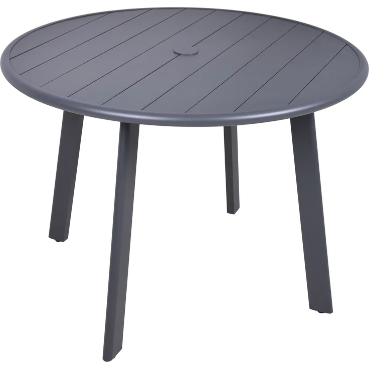 Gartentisch KEVIN - mit Schirmloch und Lochabdeckungen, Anthrazit, 101,5 x 101,5 x 72 cm, Aluminium | Terrassentisch Wetterfest Outdoor Tisch