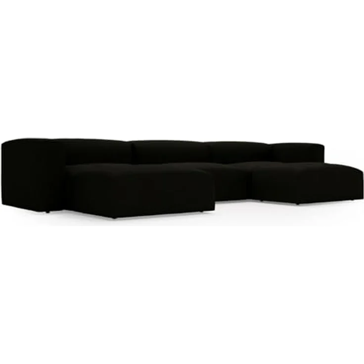 GrainGold Ecksofa U-Form LANDI - 340x180 cm, Schwarz, Universal, Wellenfedern, T25-Schaum – Bild 6