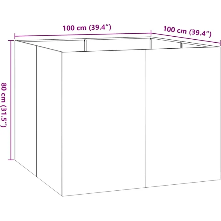 vidaXL Pflanzkübel Rostig 100x100x80 cm Wetterfester Stahl 860828 – Bild 9