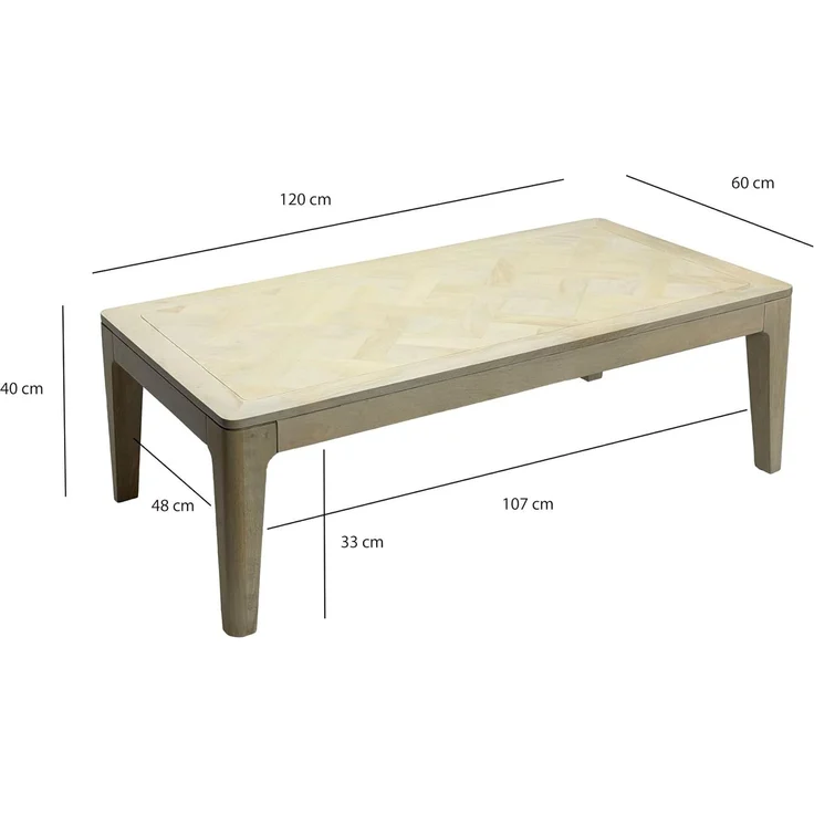 FINEBUY Couchtisch FB77663 Sofatisch 120cm Wohnzimmertisch Loungetisch (Warme Holzoptik mit natürlicher Maserung), Zeitloses Design für stilvolle Wohnräume – Bild 3