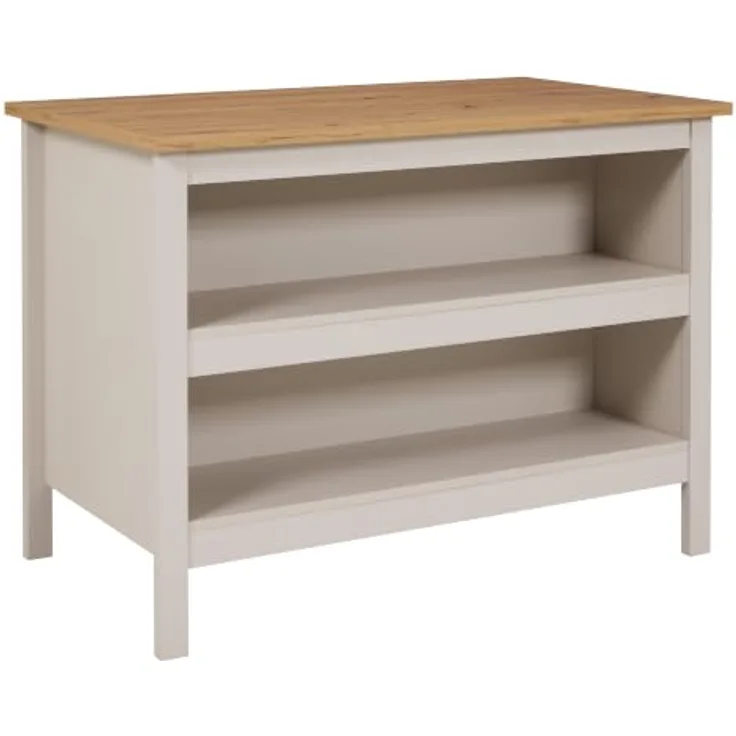 Inter Link - Kücheninsel - Mittelinsel - Arbeitsplatte - Küchenschrank mit Regalen - Melaminbeschichtet - Länge 124cm - Höhe 91,5 cm - Tiefe 75 cm - Emmilia - Cashmere Eiche Artisan