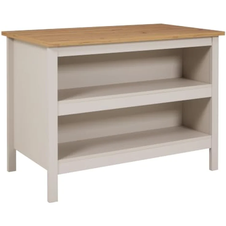 Inter Link - Kücheninsel - Mittelinsel - Arbeitsplatte - Küchenschrank mit Regalen - Melaminbeschichtet - Länge 124cm - Höhe 91,5 cm - Tiefe 75 cm - Emmilia - Cashmere Eiche Artisan – Bild 1