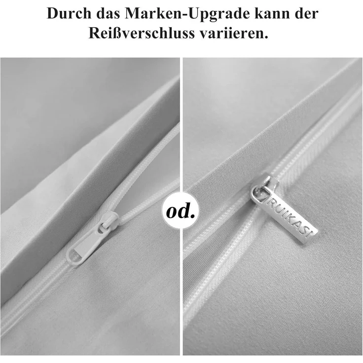 Bettwäsche 155x220 Grau - 2tlg. Bettbezug Set Mikrofaser Reißverschluss – Bild 7