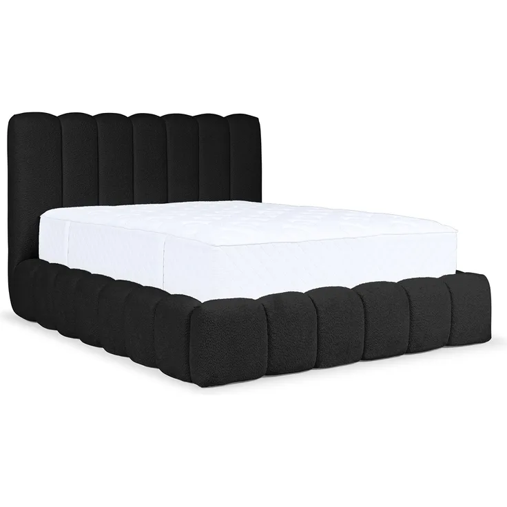 MEBLINI Polsterbett 140x200 mit Lattenrost mit Matratze - CARLOS - Schwarz Boucle - Bubble Bett - Cloud Bett - Marshmallow Bed - Kopfteil Bett mit Stauraum