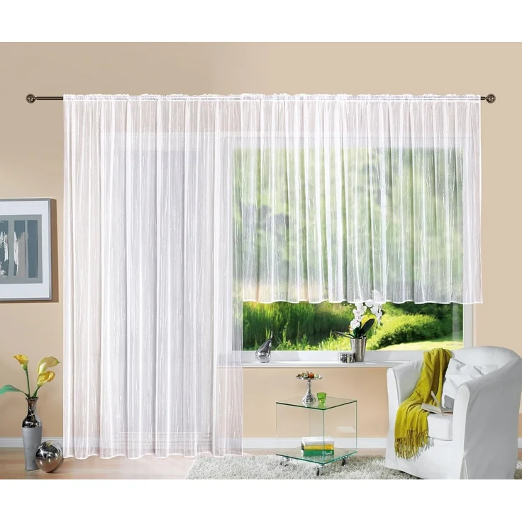 Gardinenbox Bogenstore (1 St), Kräuselband, transparent, Jacquard, Store Jacquard Isabella Kräuselband Universalband Weiß Längsstreifen T – Bild 2