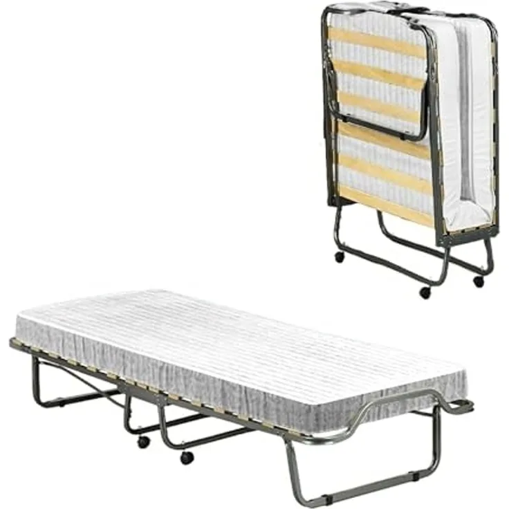 Talamo Italia - Klappbett Eloisa, Klappbett mit 15 Latten, platzsparendes Kinderbett, 100% Made in Italy, 80 x 200 x 40 cm, inklusive Memory-Matratze