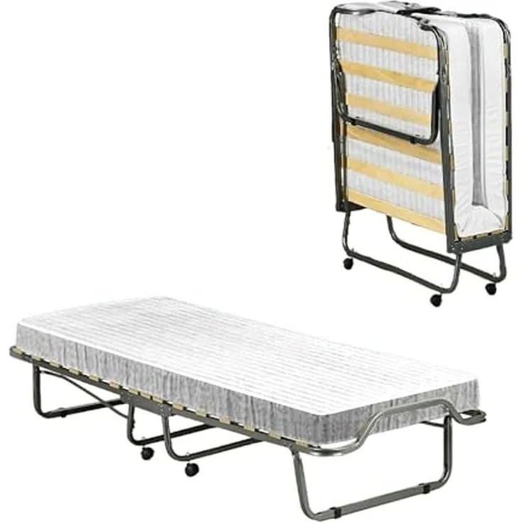 Talamo Italia - Klappbett Eloisa, Klappbett mit 15 Latten, platzsparendes Kinderbett, 100% Made in Italy, 80 x 200 x 40 cm, inklusive Memory-Matratze – Bild 1