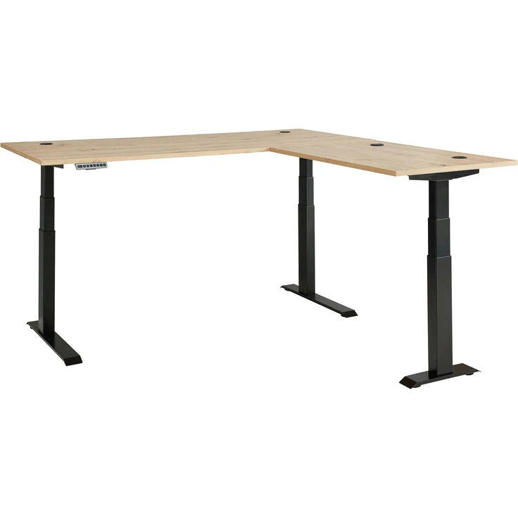 Eckschreibtisch >Memphis< höhenverstellbar, Artisan Eiche Dekor - 185x64/129x177 (BxHxT) – Bild 1