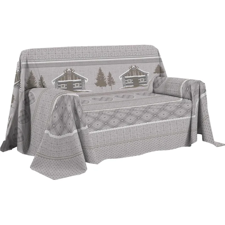PENSIERI DELICATI Sofaüberwurf 180x290 cm, hergestellt in Italien, Überwurf aus 100% Reiner Baumwolle, Muster Chalet Beige, ideal als Sofaüberwurf, Sofaüberwurf oder Sommer-Tagesdecke (Einzelbett)