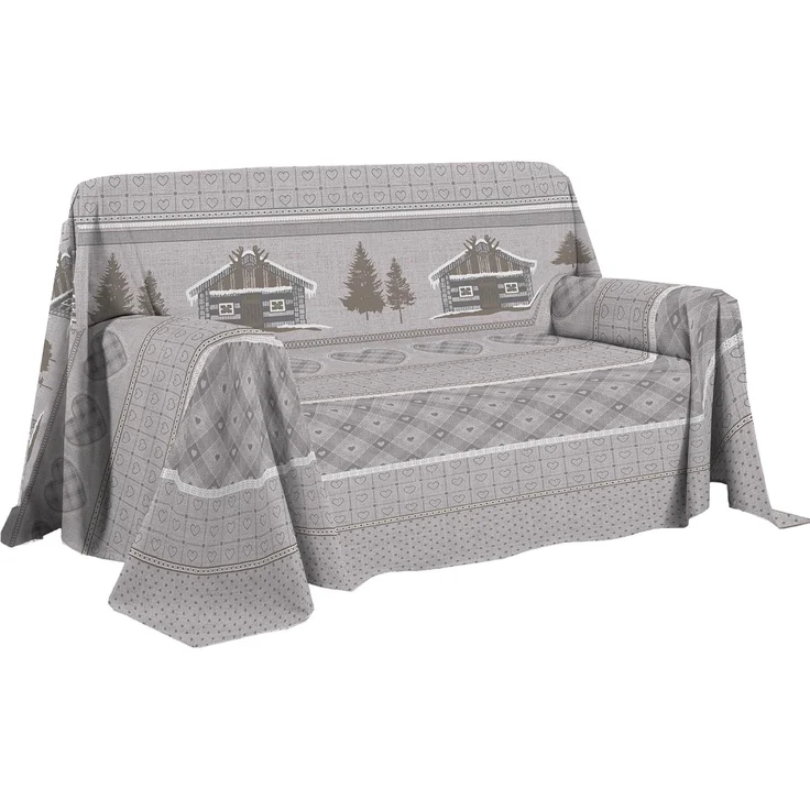 PENSIERI DELICATI Sofaüberwurf 180x290 cm, hergestellt in Italien, Überwurf aus 100% Reiner Baumwolle, Muster Chalet Beige, ideal als Sofaüberwurf, Sofaüberwurf oder Sommer-Tagesdecke (Einzelbett)
