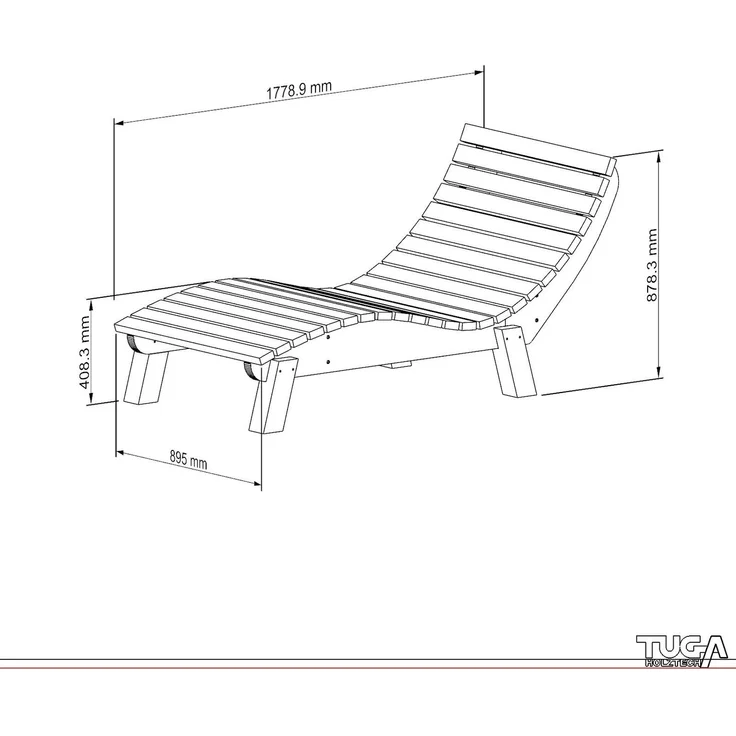 Gartenliege Relaxliege "Liege-Franzi" (Zirbe) Breite 90cm Einstiegshöhe 40cm mit Füßen – Bild 7