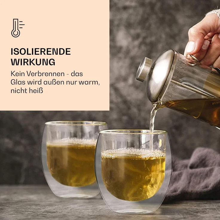 Trinkglas Jumbo | Doppelwandig | Hochwertiges Borosilikatglas | 410 ml | Unikat Transparent – Bild 2