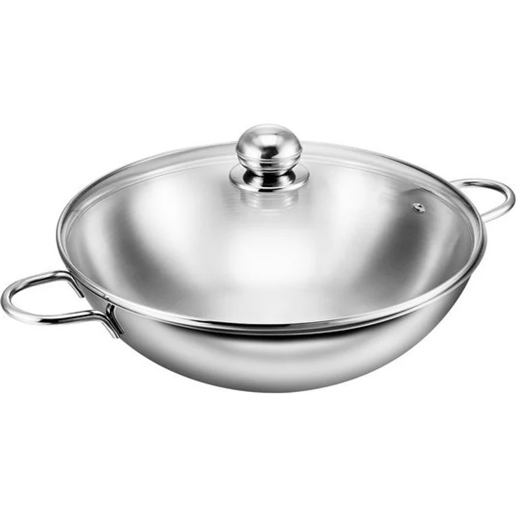 Kopf Wok Josie 32 cm, Edelstahl, Ø 32 cm, inkl. Glasdeckel, Induktion – Bild 3