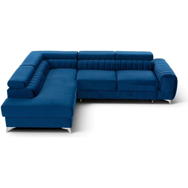 Ecksofa mit Schlaffunktion Sofa ELENI Stoff Monolith Dunkelblau Ottomane Links – Bild 4