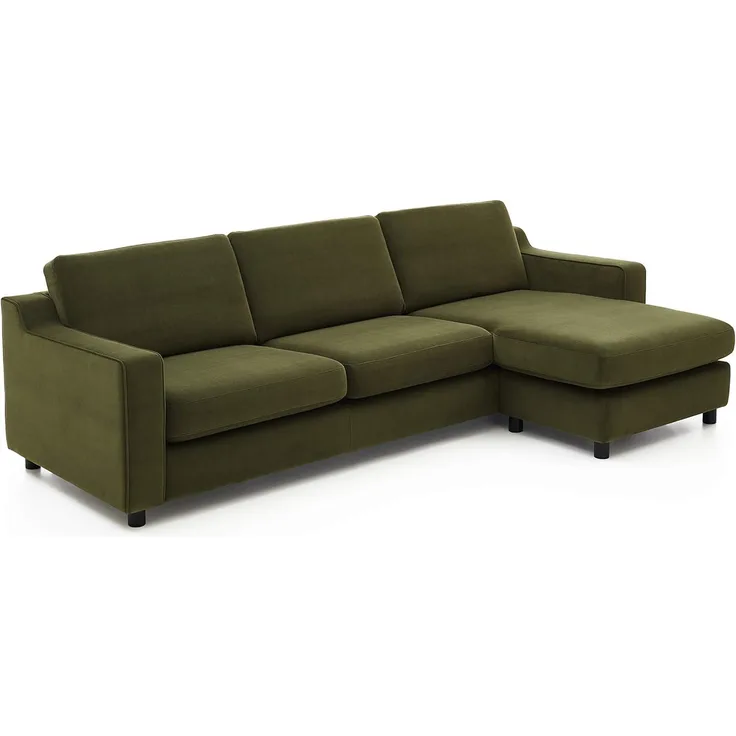 Atlantic Home Collection Sofaecke Luka mit samtigem Bezug, Ecke wahlweise rechts oder Links montierbar Sofas, Samtstoff, Olivgrün, 270 x 151 x 80 cm (BxTxH)