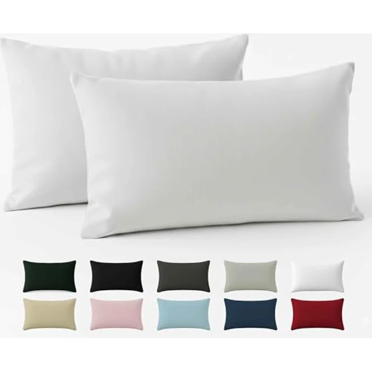 Kissenbezug 40x60 Baumwolle Renforcé (2er-Set) - Weiss - Dicht gewebt mit 57 Fäden/cm² - Kissenbezug 40x60 - Oeko Tex Zertifiziert - Dreamzie – Bild 2