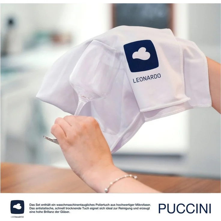 LEONARDO Weißweinglas Gläser-Set PUCCINI + Poliertuch, 7-teilig, Kristallglas, 6 Weisswein Gläser mit Poliertuch – Bild 2