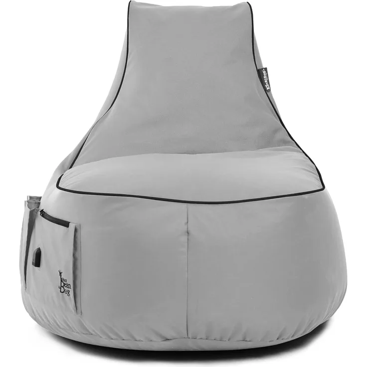 BuBiBag Gaming Sitzsack zum Zocken mit -Anschluss & Taschen, Halterung, Gamer Sessel für Kinder und Erwachsene, Beanbag Indoor und Outdoor - JokerBag (Grau)