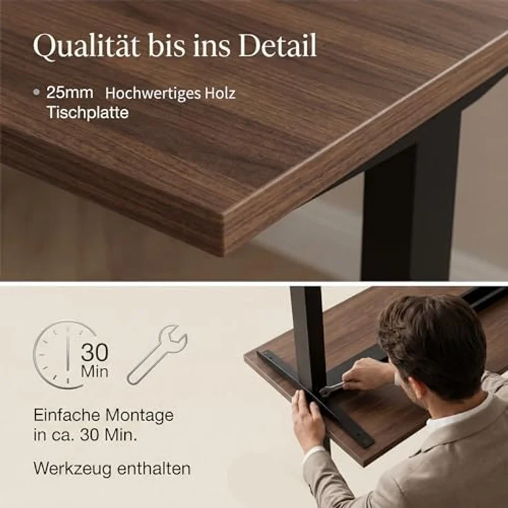 Devoko Höhenverstellbarer Schreibtisch 160x80 cm elektrisch, Höhenverstellung 63-128 cm mit Smart Control, 125 kg Tragkraft, für gesundes Arbeiten – Bild 7