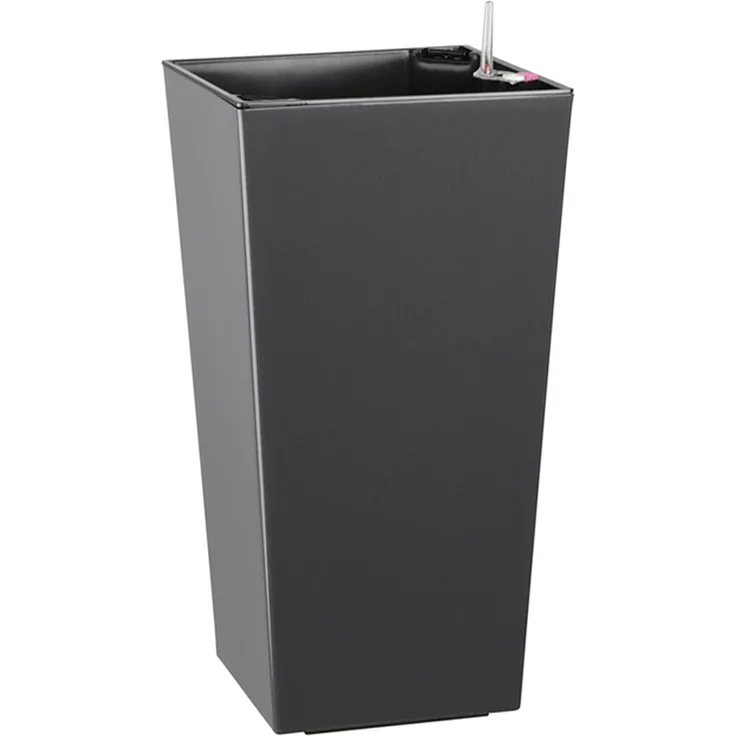 Dehner Kunststofftopf Elise mit Selbstbewässerungs-System, Grau (anthrazit), ca. 25 x 47 x 25 cm