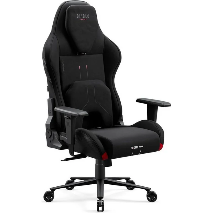 DIABLO CHAIRS Gaming-Stuhl X.One Prime Stoff ergonomisch Metallbasis 140kg CoolComfort (Magnetische Kopfstütze, Höhenverstellbare Armlehnen, Kühlender Sitz), Kopfstütze Lendenkissen CoolComfort Räder Stoff – Bild 1