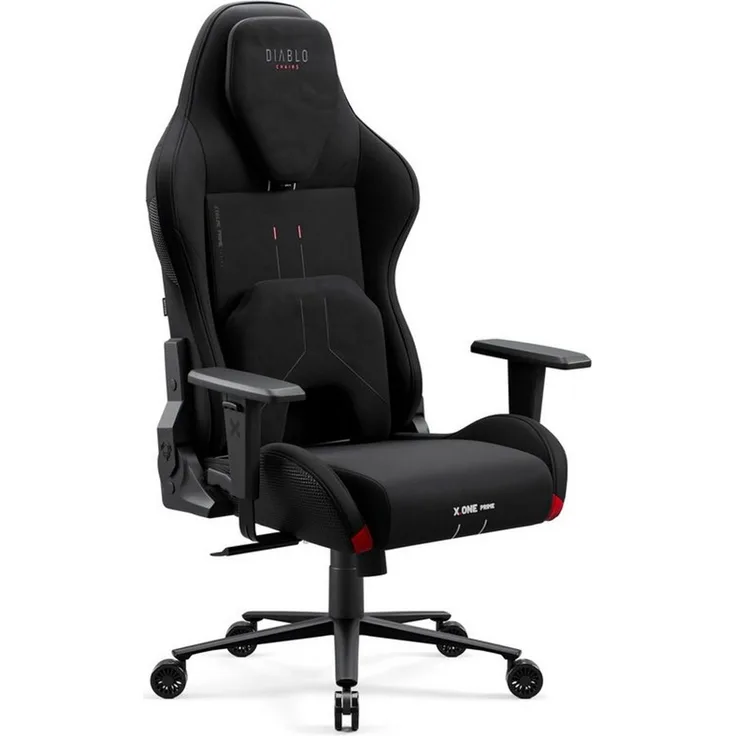 DIABLO CHAIRS Gaming-Stuhl X.One Prime Stoff ergonomisch Metallbasis 140kg CoolComfort (Magnetische Kopfstütze, Höhenverstellbare Armlehnen, Kühlender Sitz), Kopfstütze Lendenkissen CoolComfort Räder Stoff