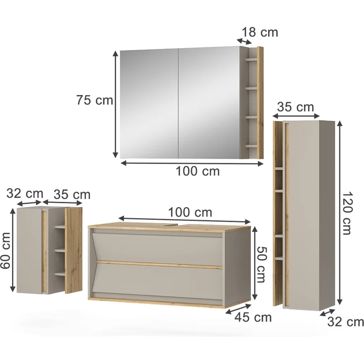 Badmöbel-Set Edelin Cashmere 4-teilig Vicco – Bild 2