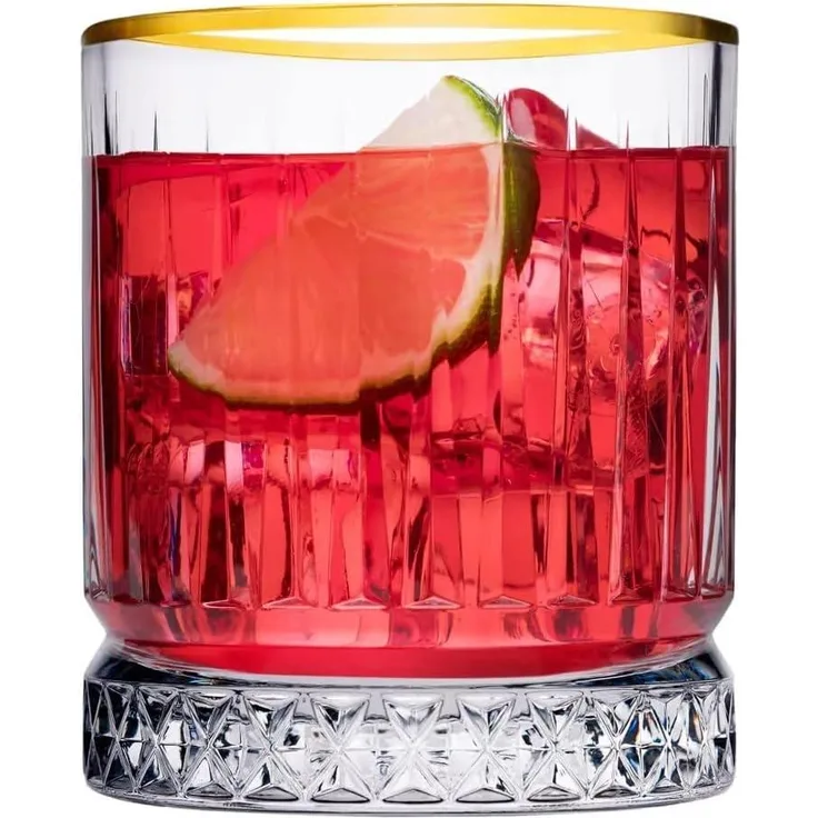 Pasabahce Whiskyglas, 4-teilige Profi-Packung, Modell Elysia CL 21 Groesse cm 8,5h diam. 7,3 Wassergläser, gold