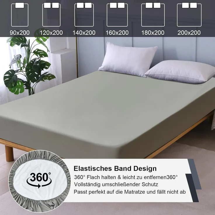 Wasserdichter Matratzenschoner 140x200cm Spannbettlaken Grau – Bild 5