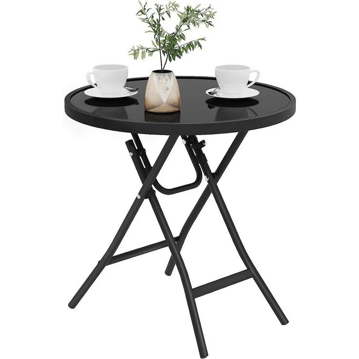 EUGAD Klapptisch (1-St), Beistelltisch klappbar, aus Glas&Metall, rechteckig – Bild 5
