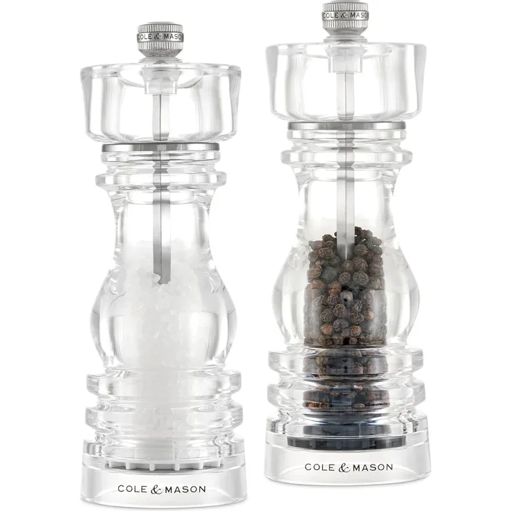 Cole & Mason H233107 Salz- und Pfeffermühlen-Set Transparent Acryl Pfeffer Salz 180 mm